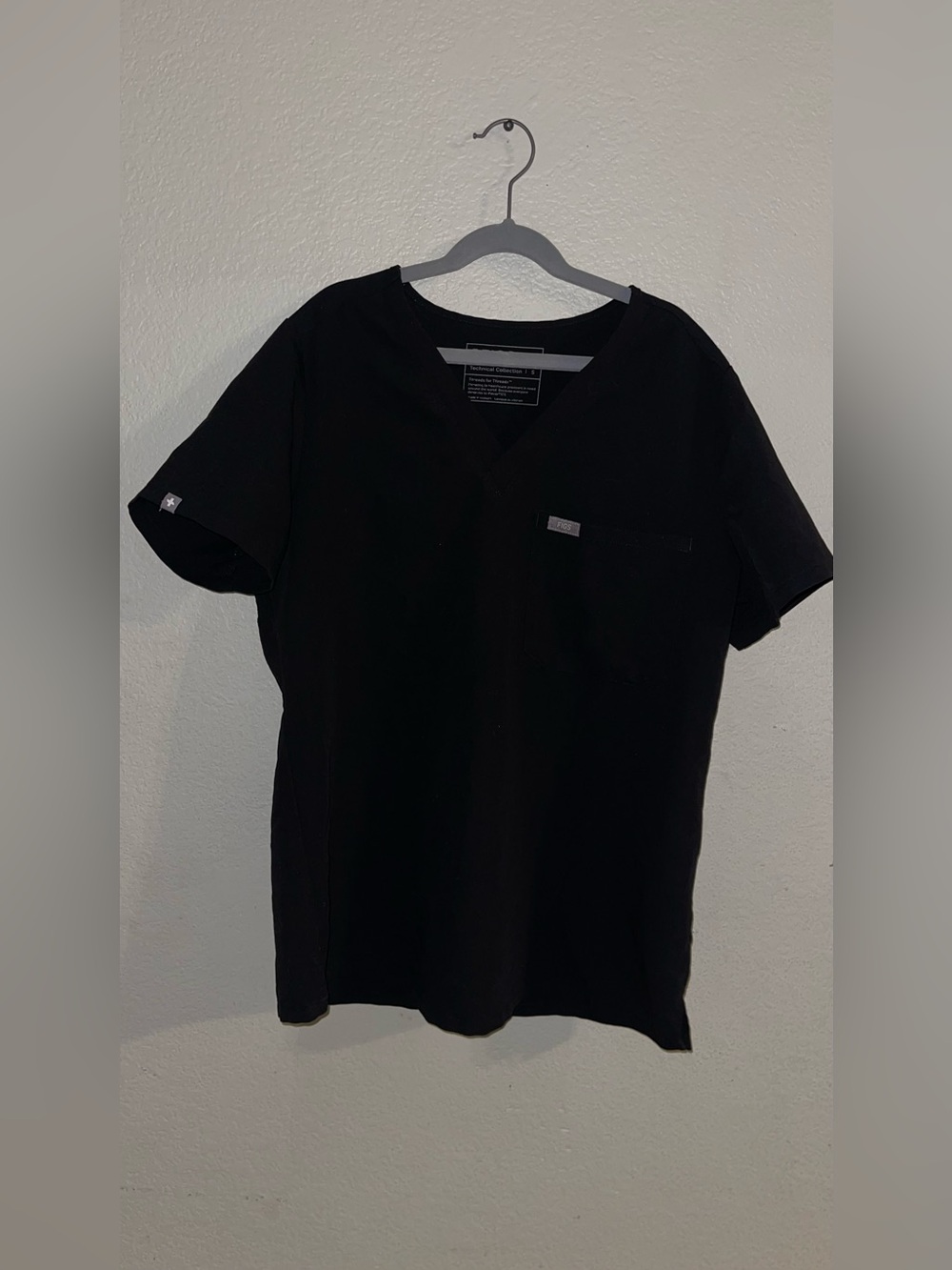 Figs Black Catarina Scrub Sleeve Scrub Top Size S